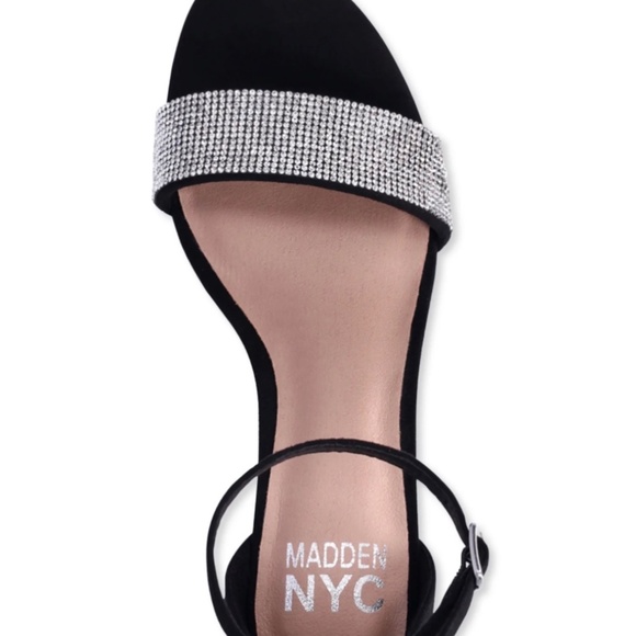 Madden NYC Rhinestone Block Heel Sandals Open Toe Ankle Strap Sparkly Comfort - Picture 2 of 5